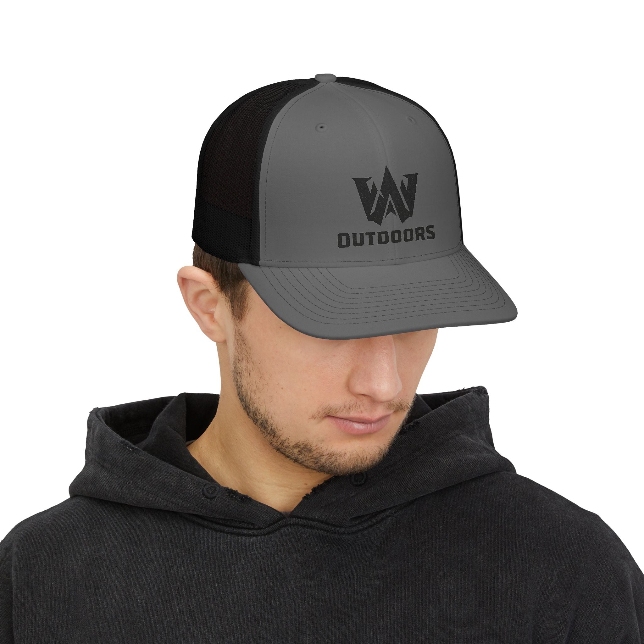 Outdoors Trucker Cap — Bold Mountain Logo Snapback Hat