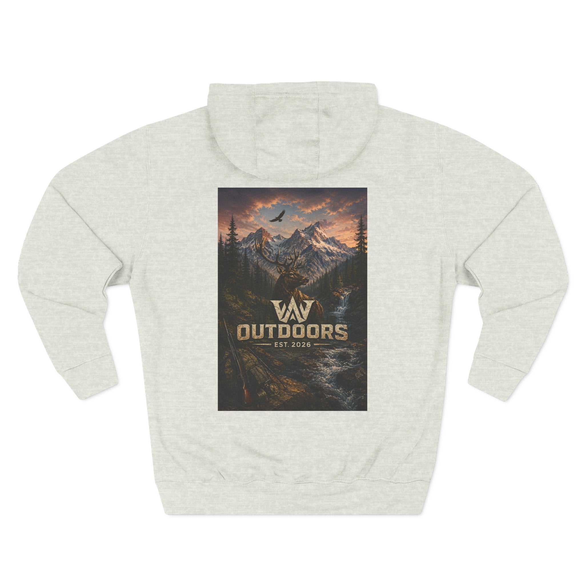 Outdoors Mountain Scene Hoodie — 'WAV Outdoors' Fleece Pullover