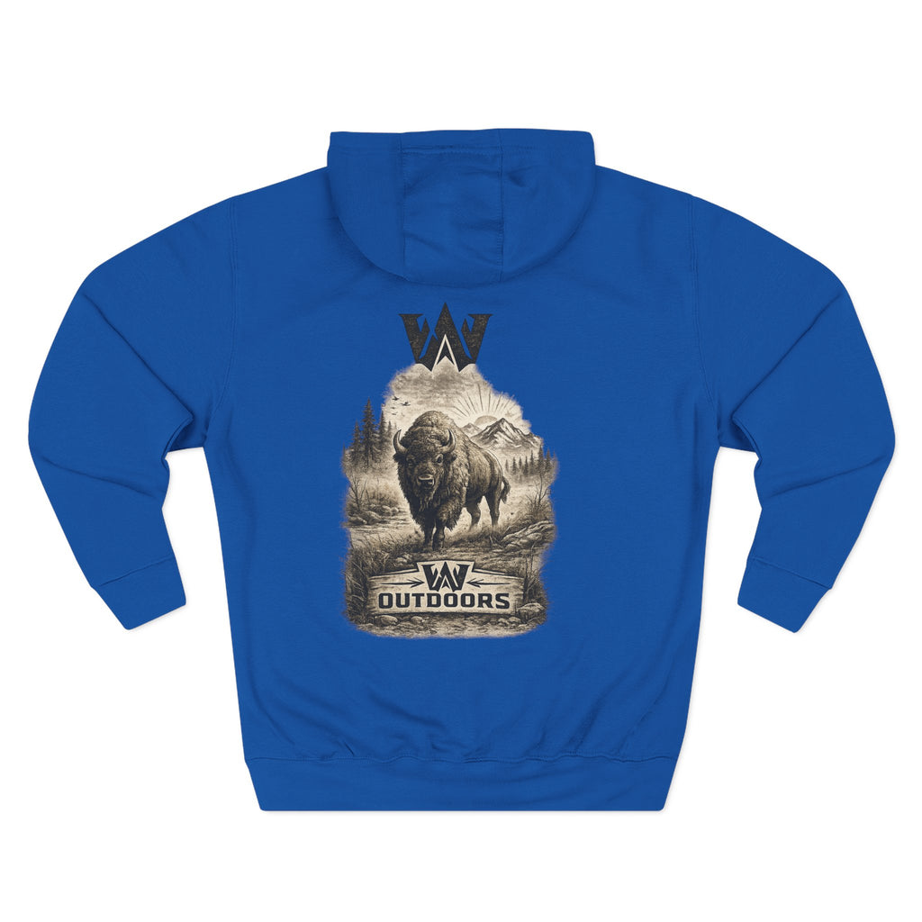 Outdoor Buffalo Graphic Hoodie — "W Outdoors" Fleece Pullover