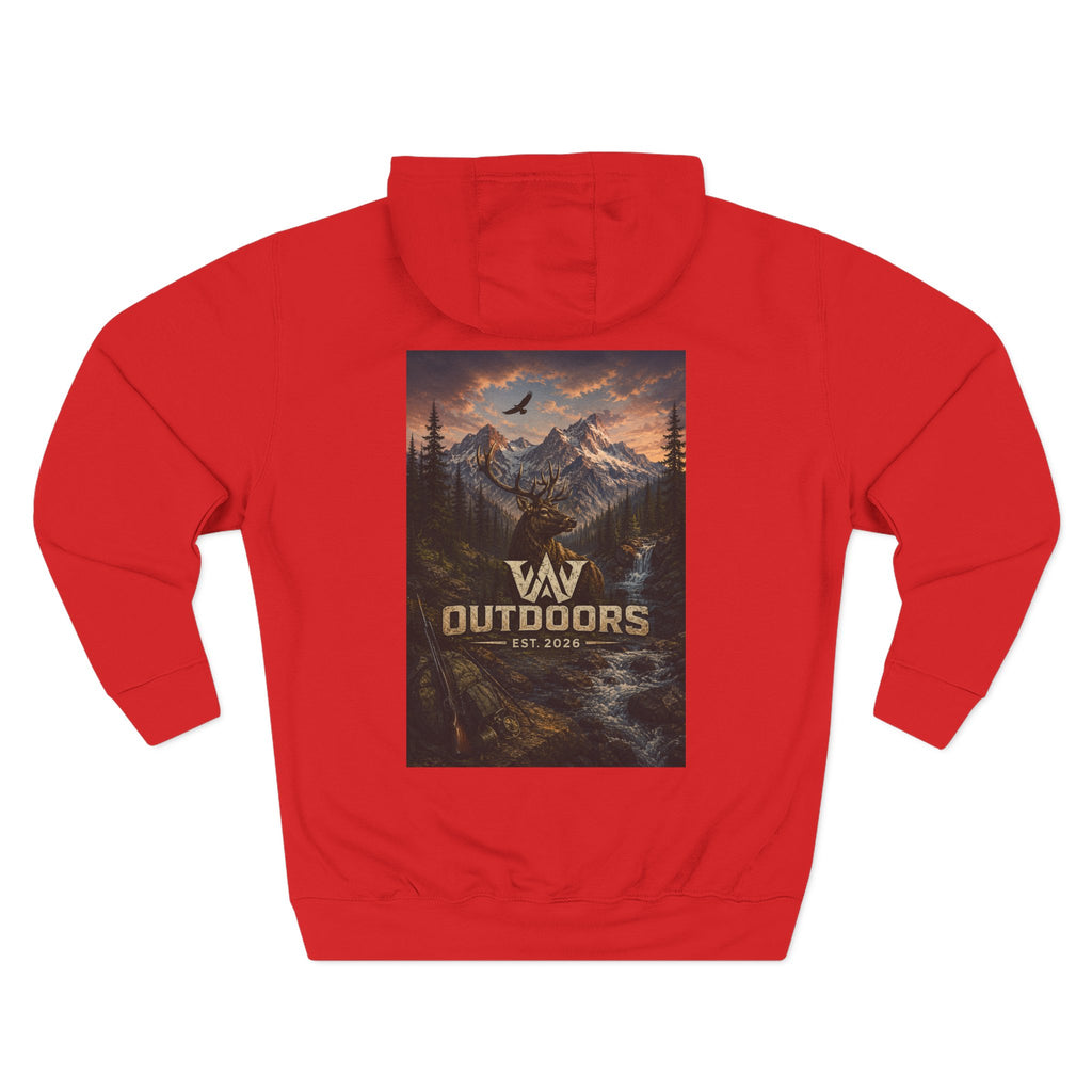 Outdoors Mountain Scene Hoodie — 'WAV Outdoors' Fleece Pullover