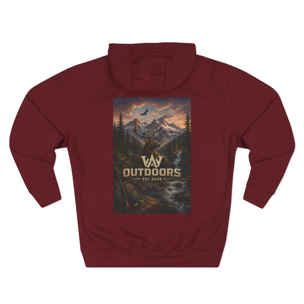 Outdoors Mountain Scene Hoodie — 'WAV Outdoors' Fleece Pullover