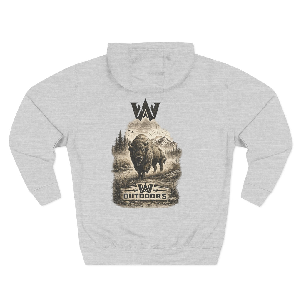 Outdoor Buffalo Graphic Hoodie — "W Outdoors" Fleece Pullover