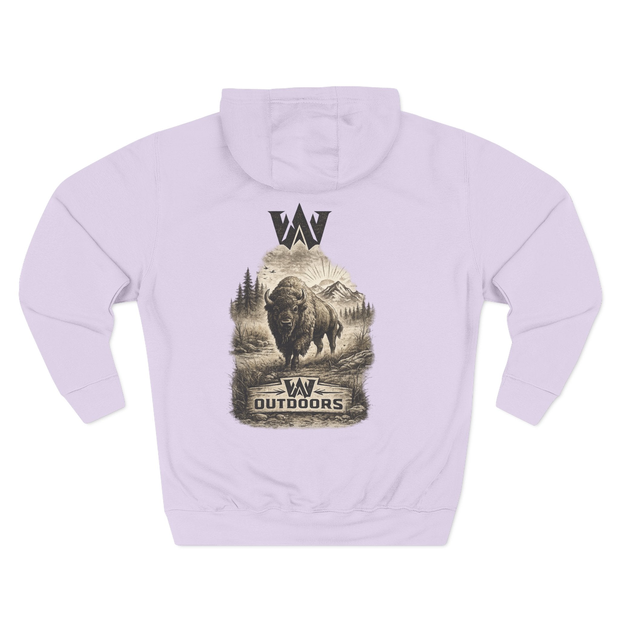 Outdoor Buffalo Graphic Hoodie — "W Outdoors" Fleece Pullover