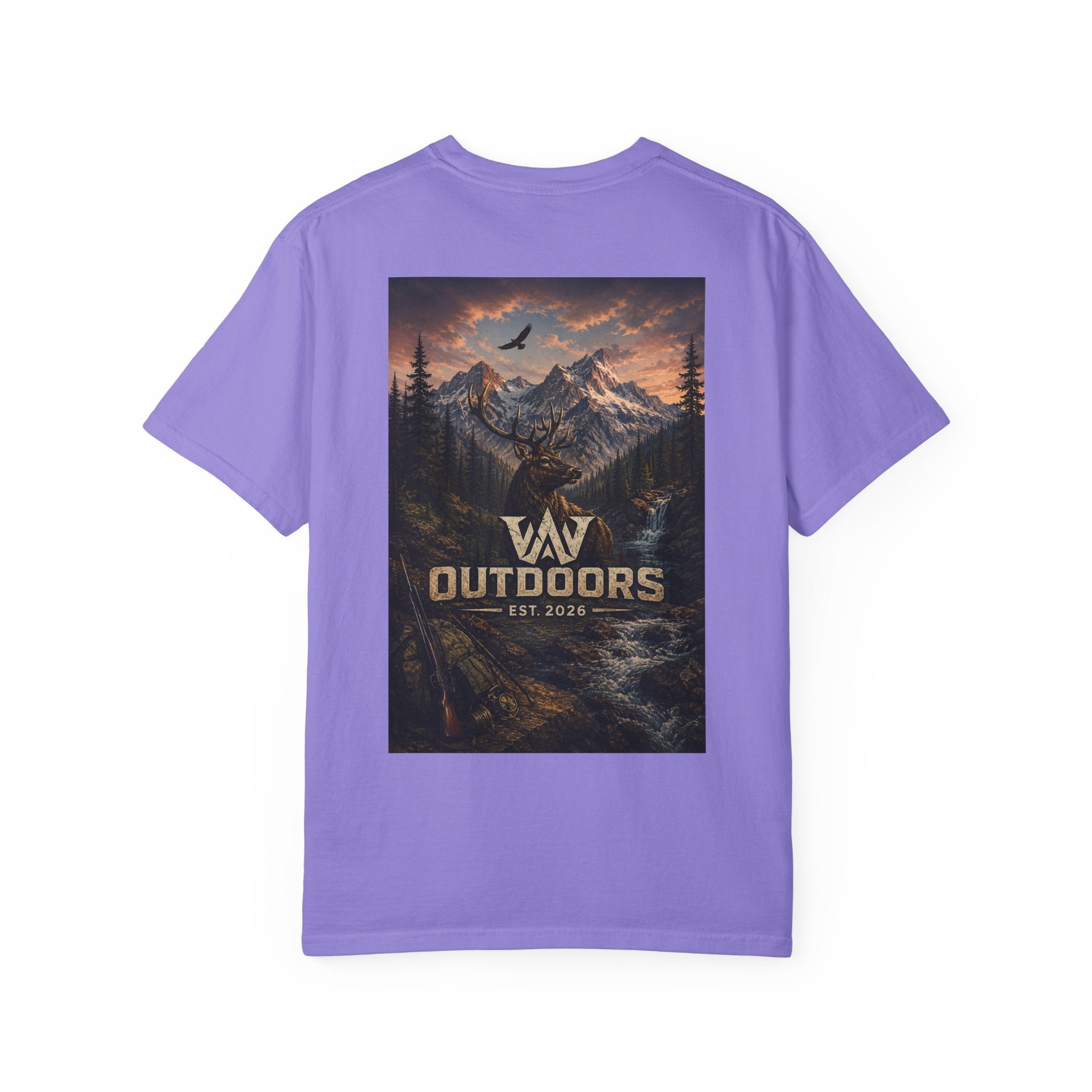 Outdoors Mountain Scene T-Shirt — 'Outdoors Est. 2018' Graphic Tee