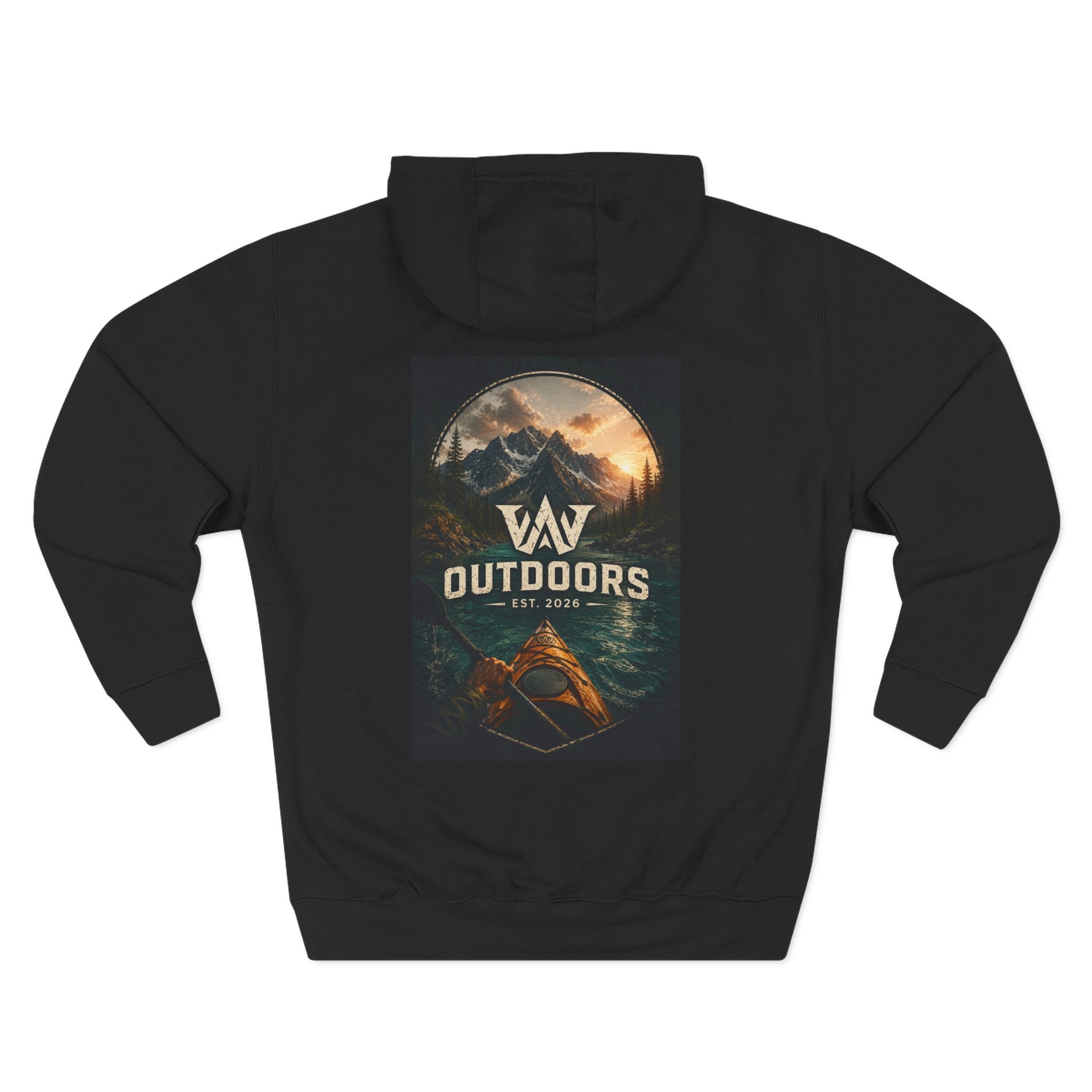Outdoors Hoodie — VAV Outdoors Mountain Canoe Graphic Fleece Hooded Sweatshirt