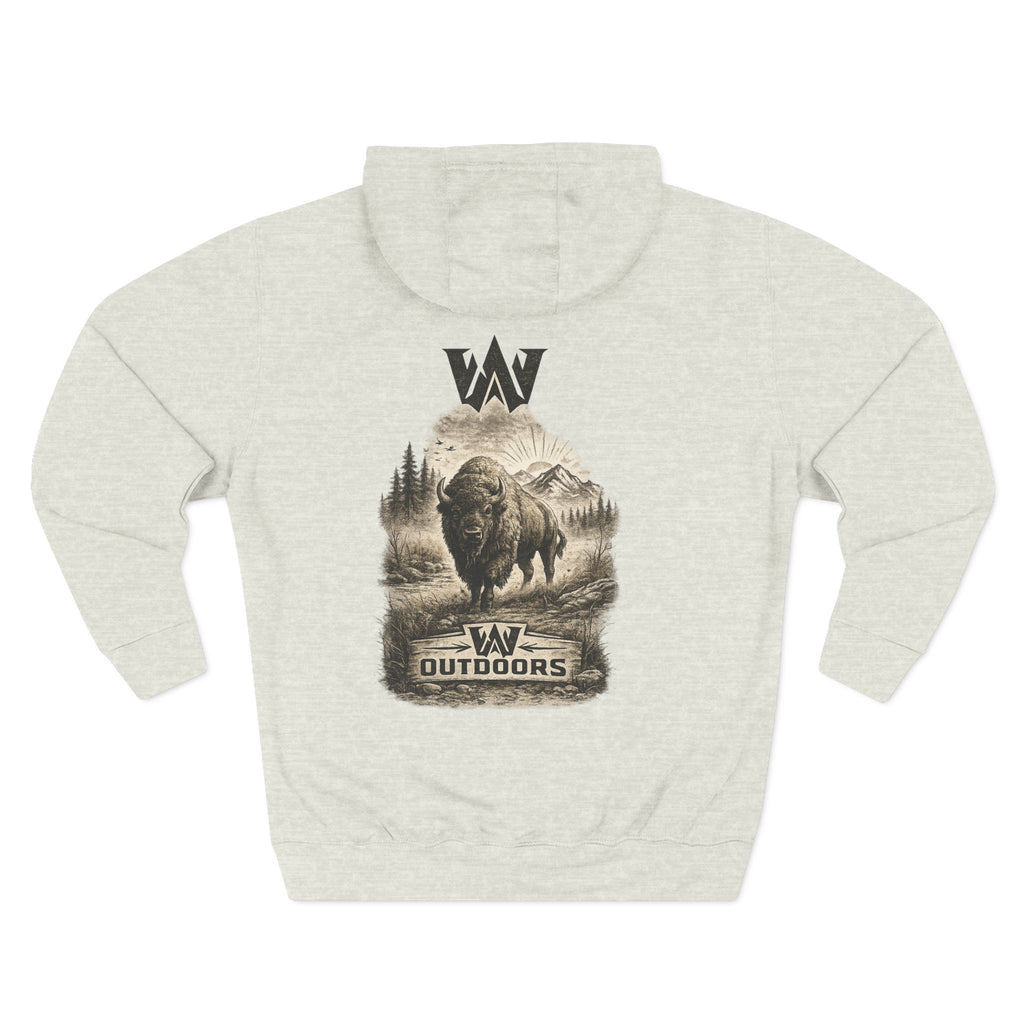 Outdoor Buffalo Graphic Hoodie — "W Outdoors" Fleece Pullover