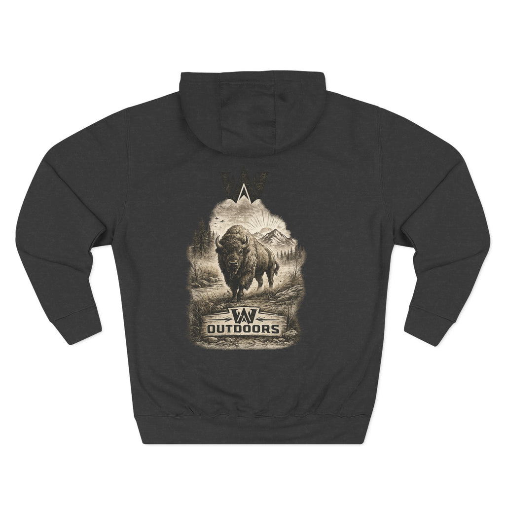 Outdoor Buffalo Graphic Hoodie — "W Outdoors" Fleece Pullover