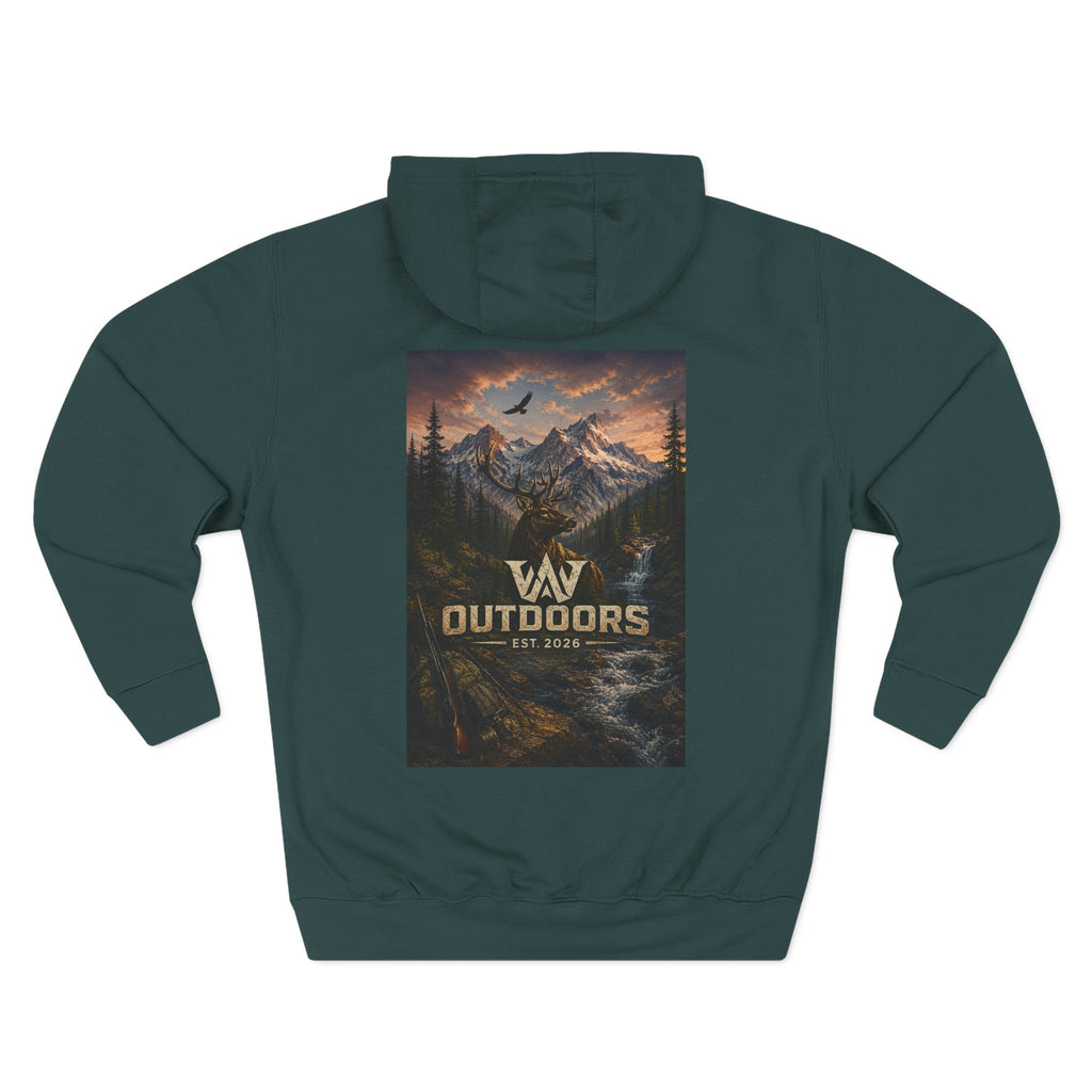 Outdoors Mountain Scene Hoodie — 'WAV Outdoors' Fleece Pullover