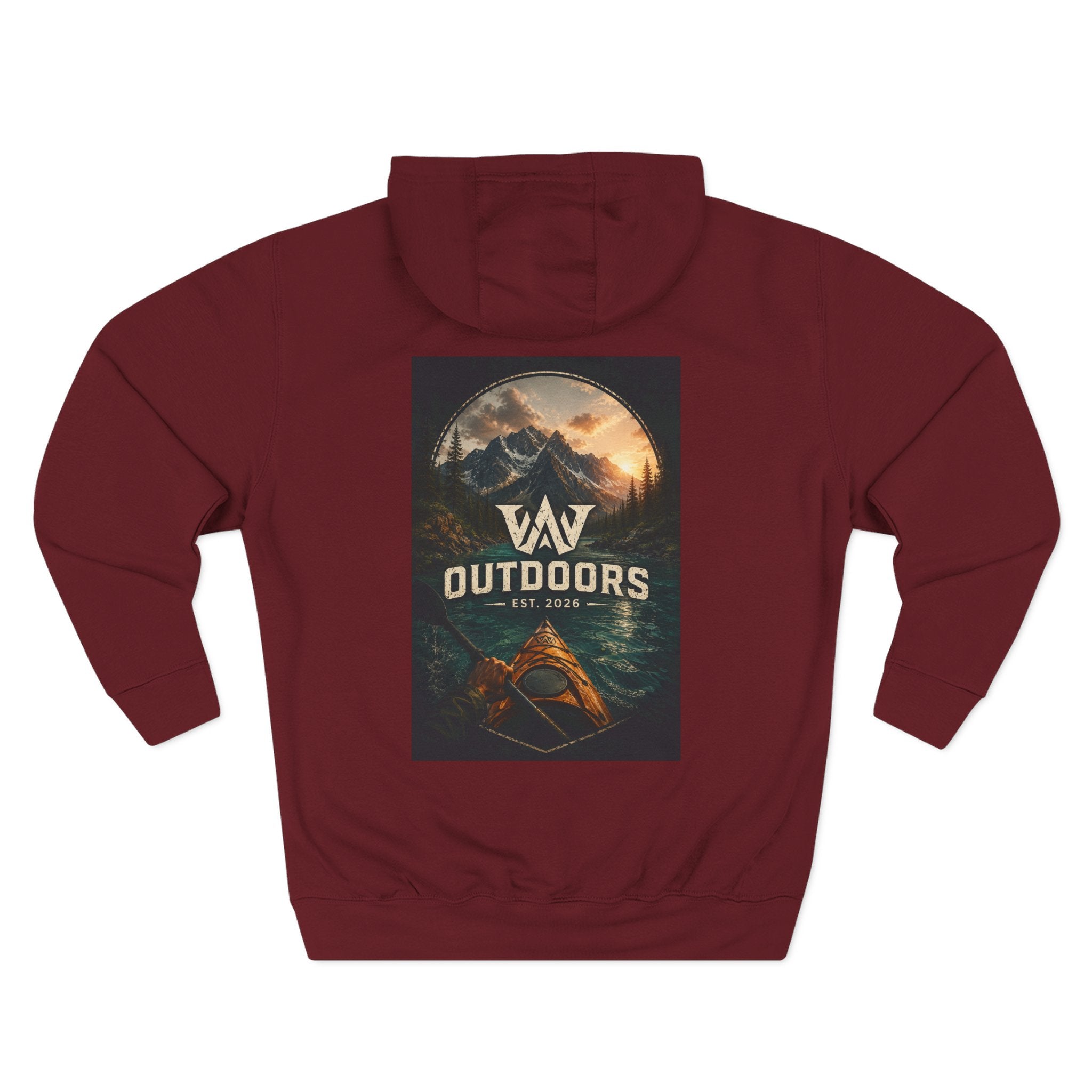 Outdoors Hoodie — VAV Outdoors Mountain Canoe Graphic Fleece Hooded Sweatshirt