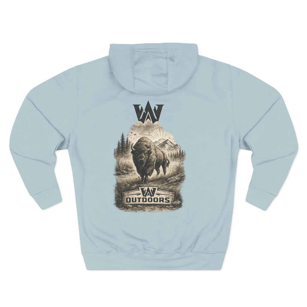 Outdoor Buffalo Graphic Hoodie — "W Outdoors" Fleece Pullover