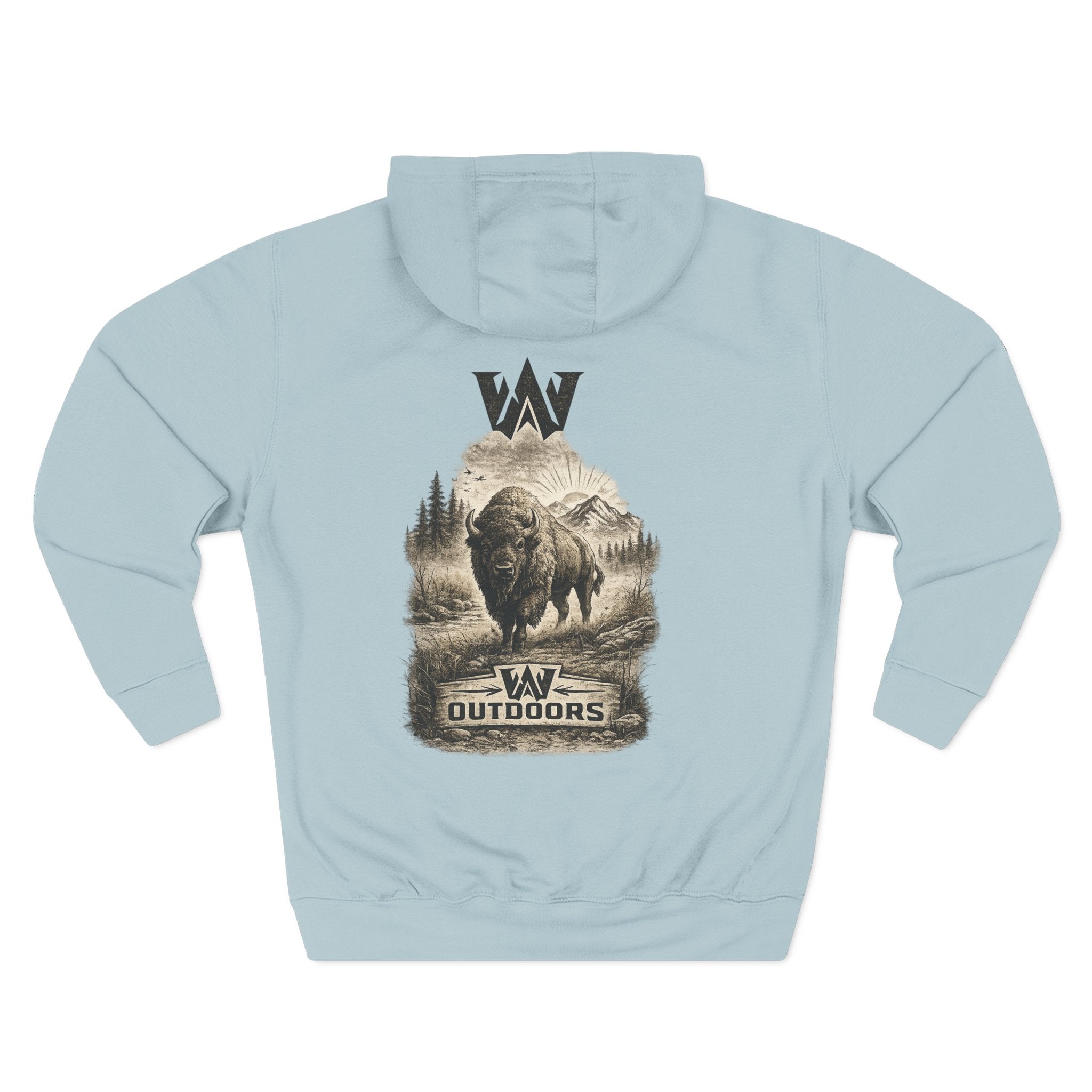Outdoor Buffalo Graphic Hoodie — "W Outdoors" Fleece Pullover