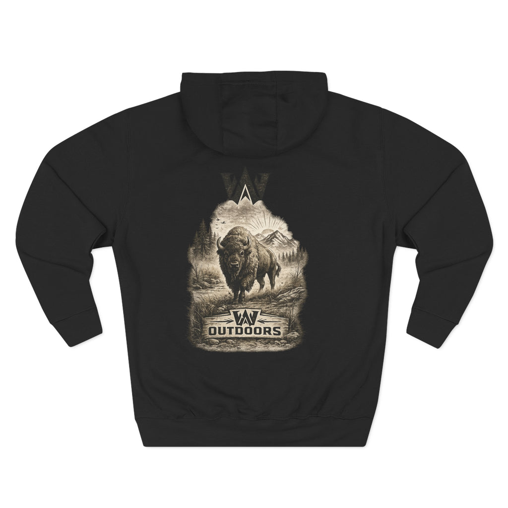 Outdoor Buffalo Graphic Hoodie — "W Outdoors" Fleece Pullover