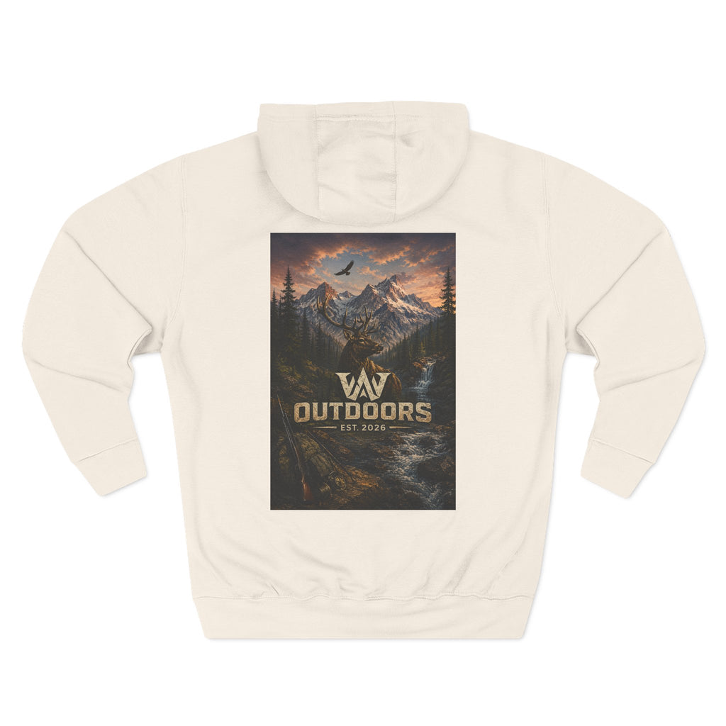 Outdoors Mountain Scene Hoodie — 'WAV Outdoors' Fleece Pullover