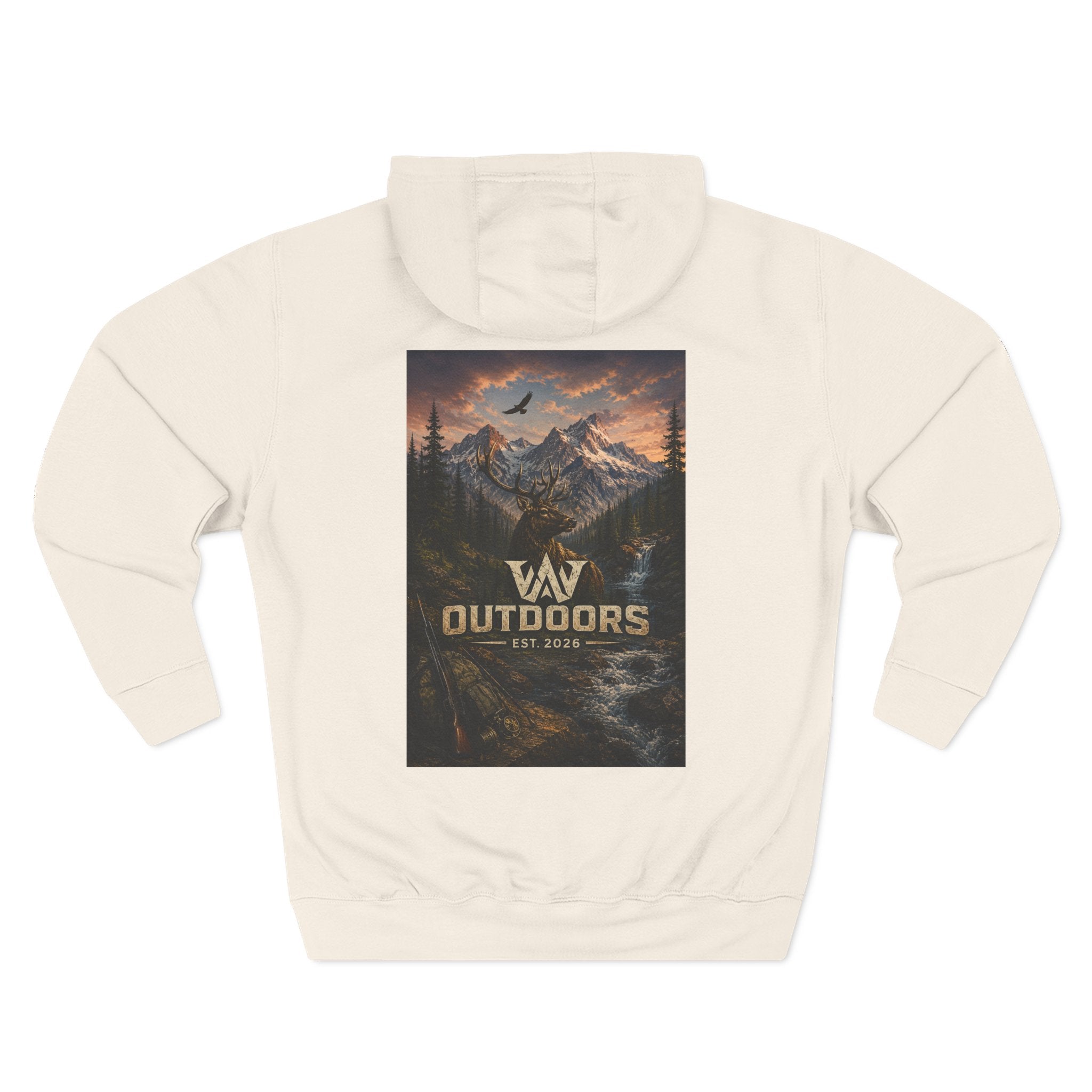 Outdoors Mountain Scene Hoodie — 'WAV Outdoors' Fleece Pullover