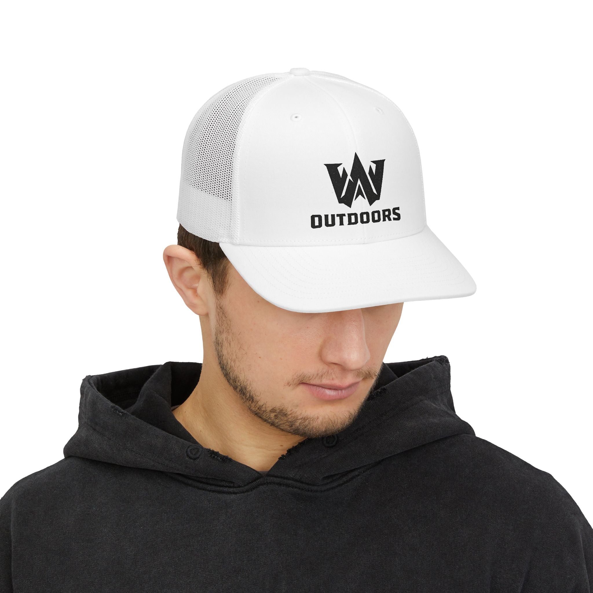 Outdoors Trucker Cap — Bold Mountain Logo Snapback Hat