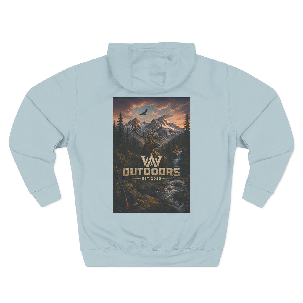 Outdoors Mountain Scene Hoodie — 'WAV Outdoors' Fleece Pullover