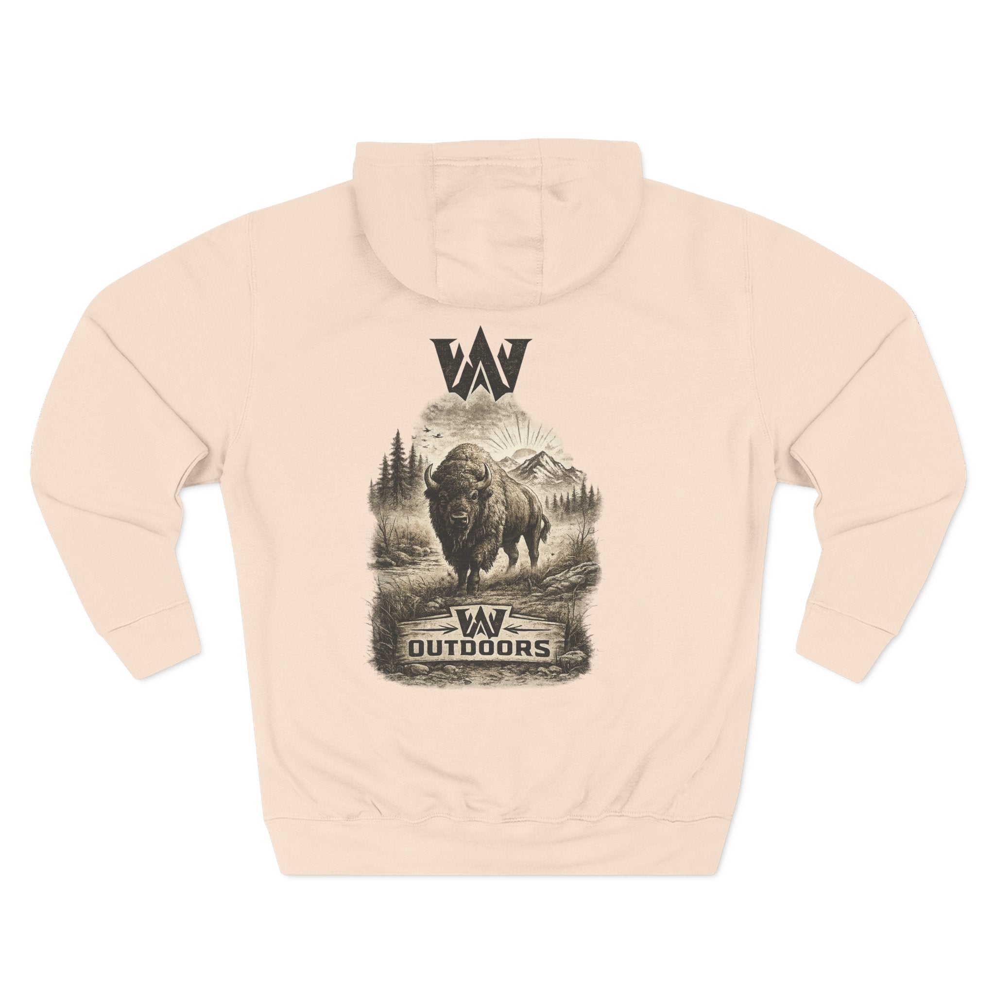 Outdoor Buffalo Graphic Hoodie — "W Outdoors" Fleece Pullover