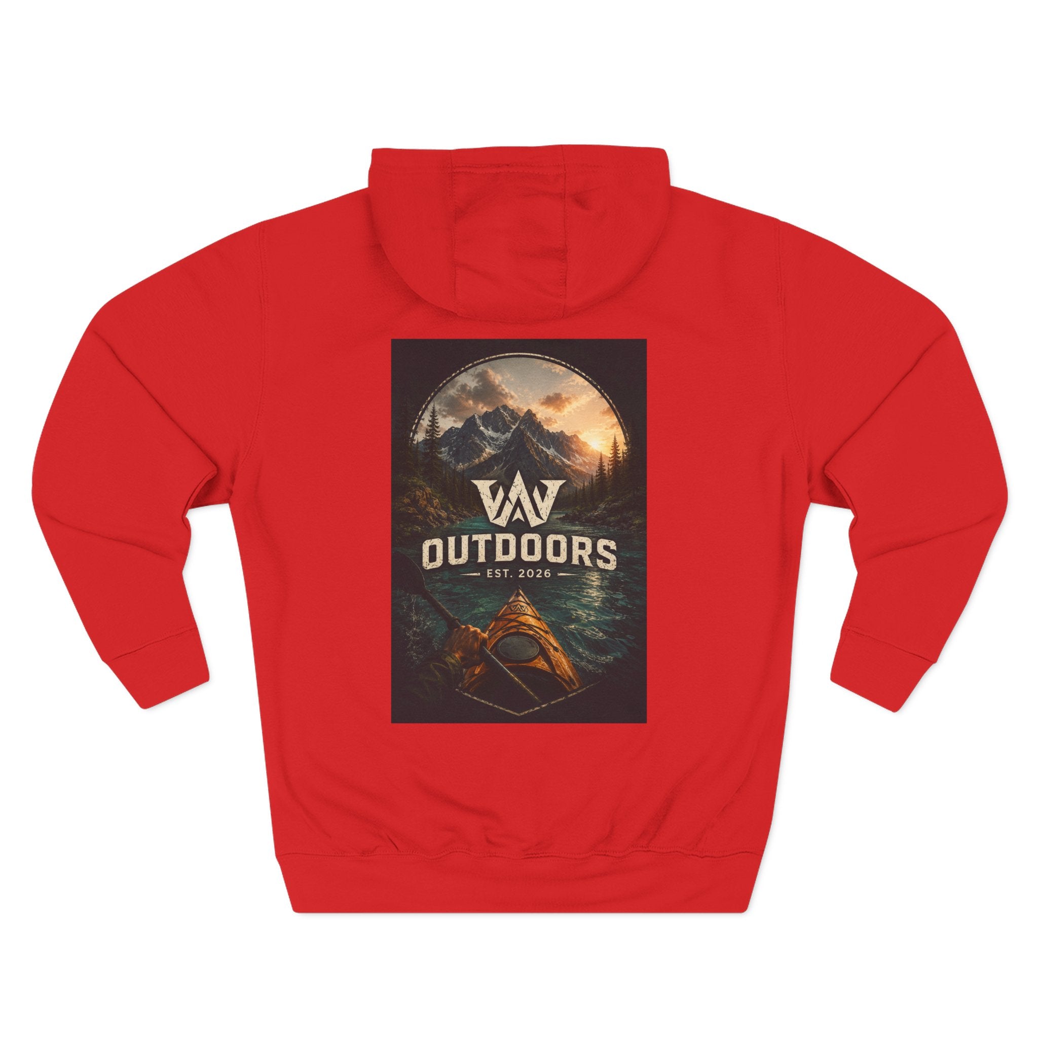 Outdoors Hoodie — VAV Outdoors Mountain Canoe Graphic Fleece Hooded Sweatshirt