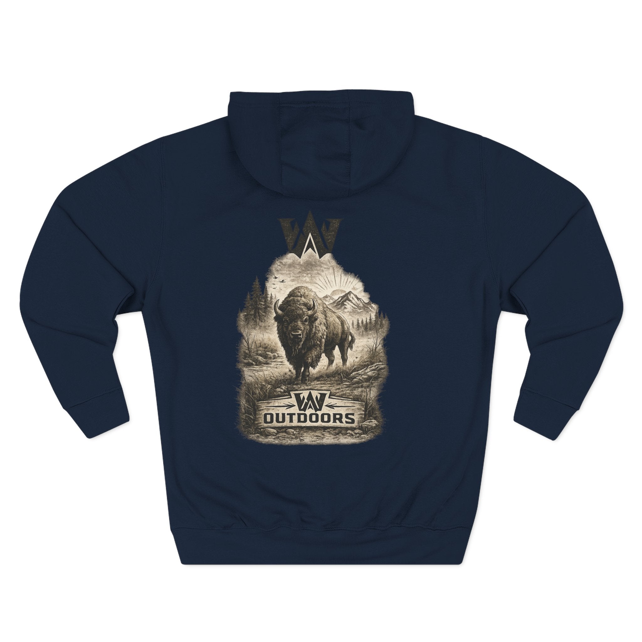 Outdoor Buffalo Graphic Hoodie — "W Outdoors" Fleece Pullover
