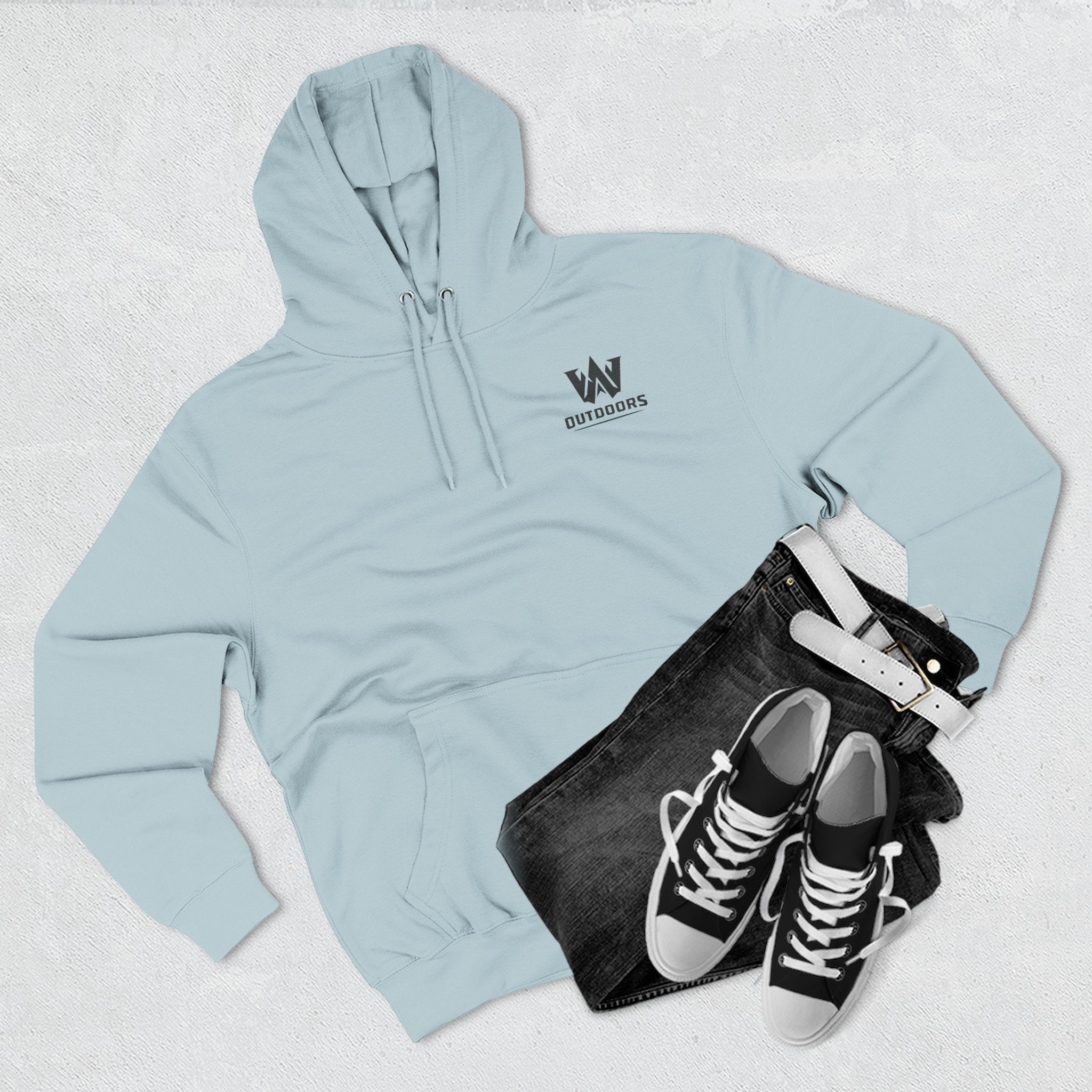 Outdoors Mountain Scene Hoodie — 'WAV Outdoors' Fleece Pullover