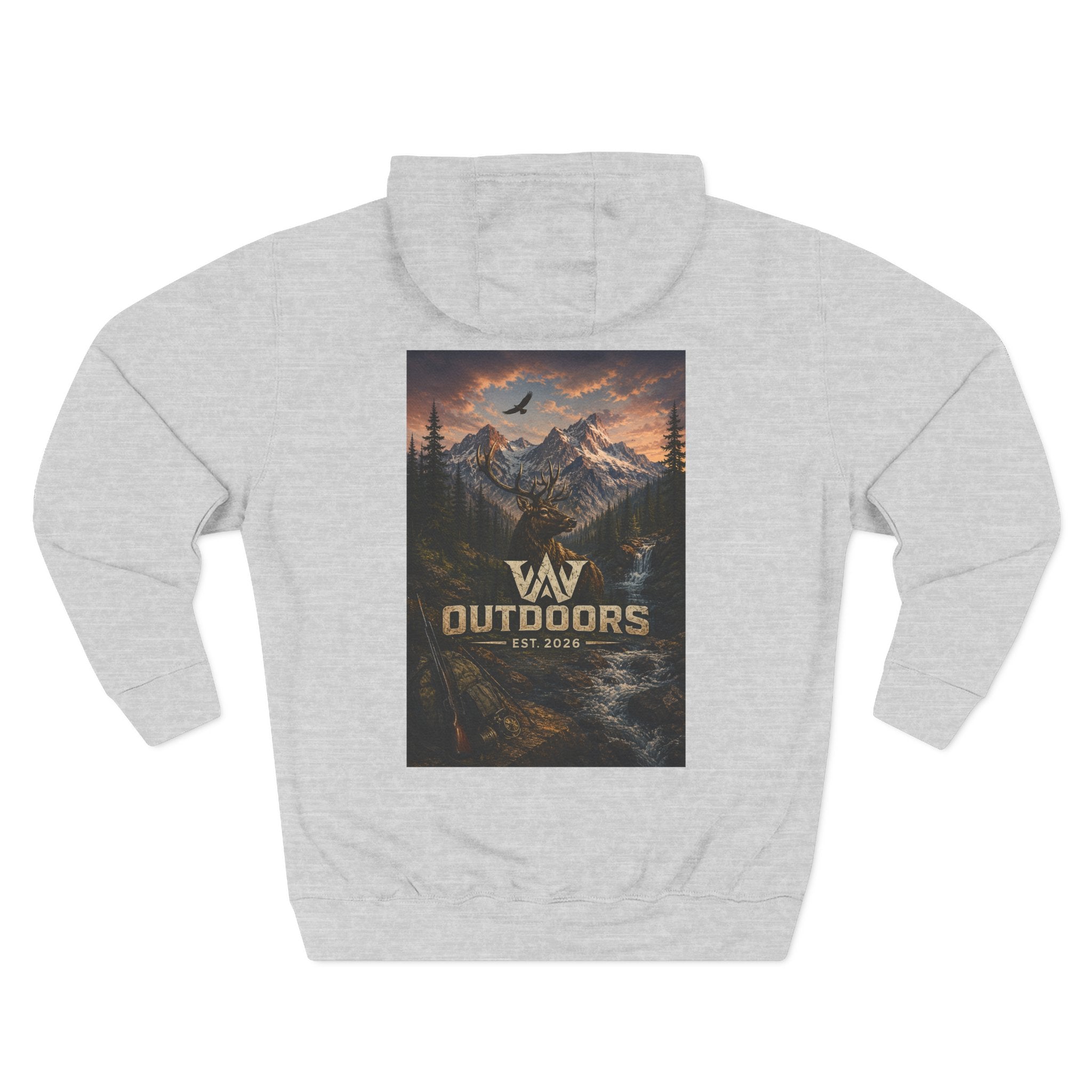 Outdoors Mountain Scene Hoodie — 'WAV Outdoors' Fleece Pullover
