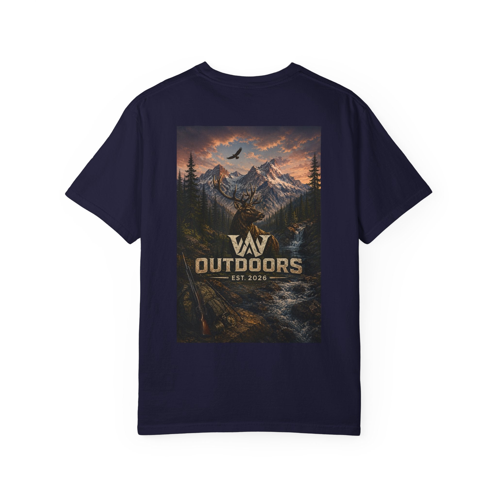 Outdoors Mountain Scene T-Shirt — 'Outdoors Est. 2018' Graphic Tee