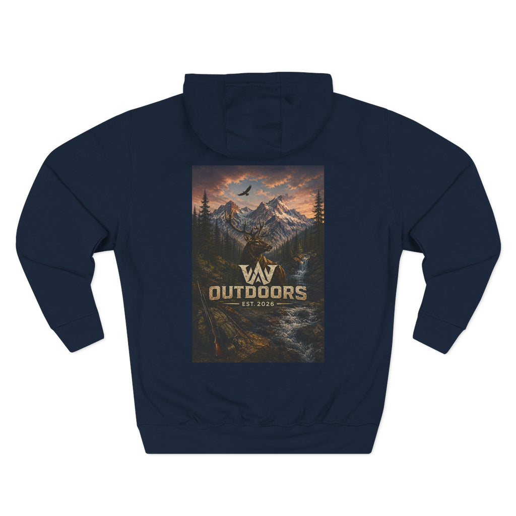 Outdoors Mountain Scene Hoodie — 'WAV Outdoors' Fleece Pullover