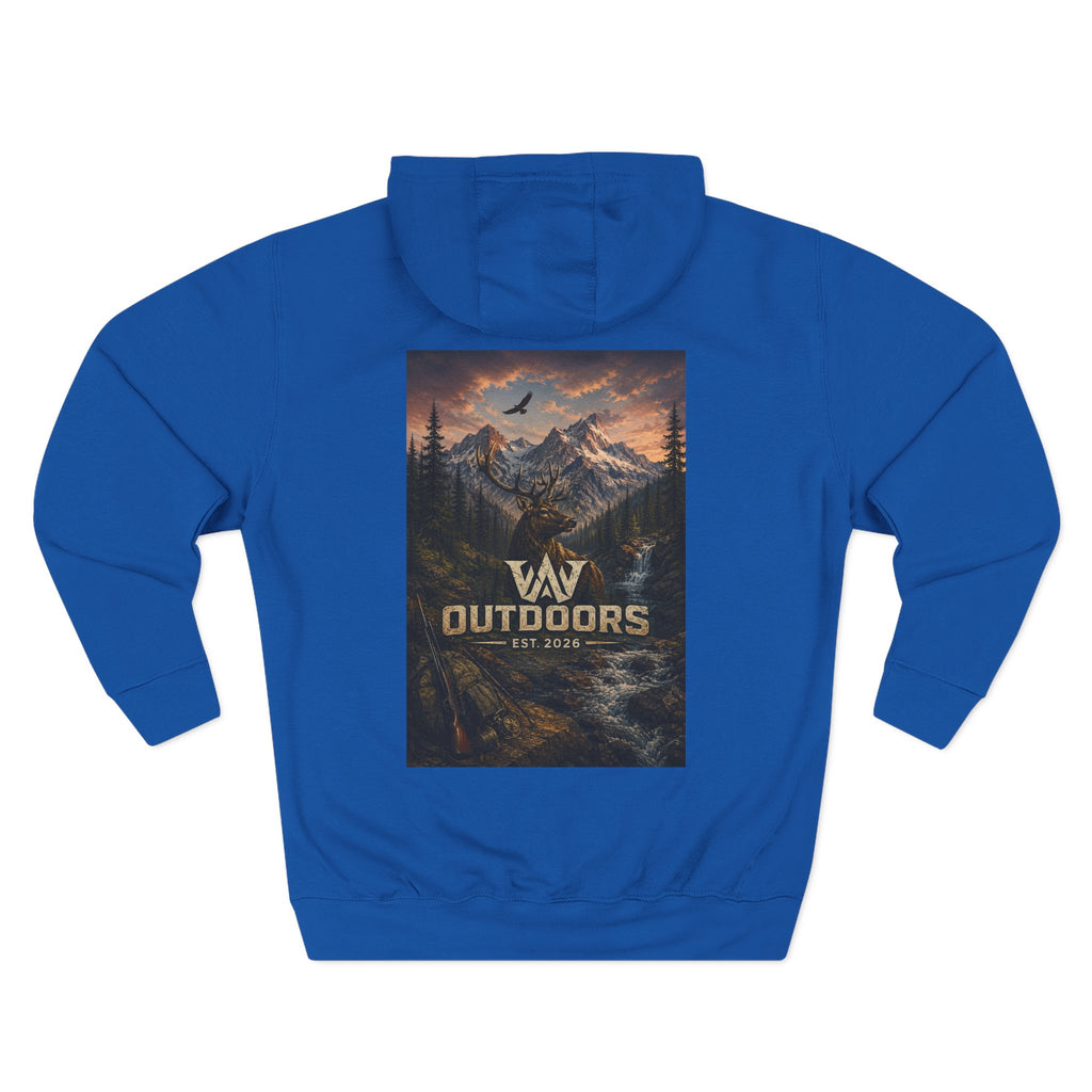 Outdoors Mountain Scene Hoodie — 'WAV Outdoors' Fleece Pullover