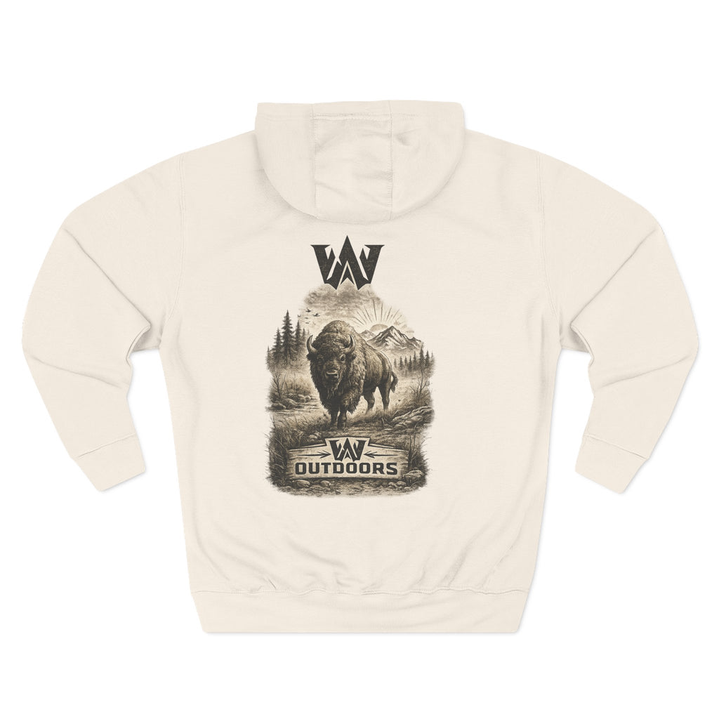 Outdoor Buffalo Graphic Hoodie — "W Outdoors" Fleece Pullover