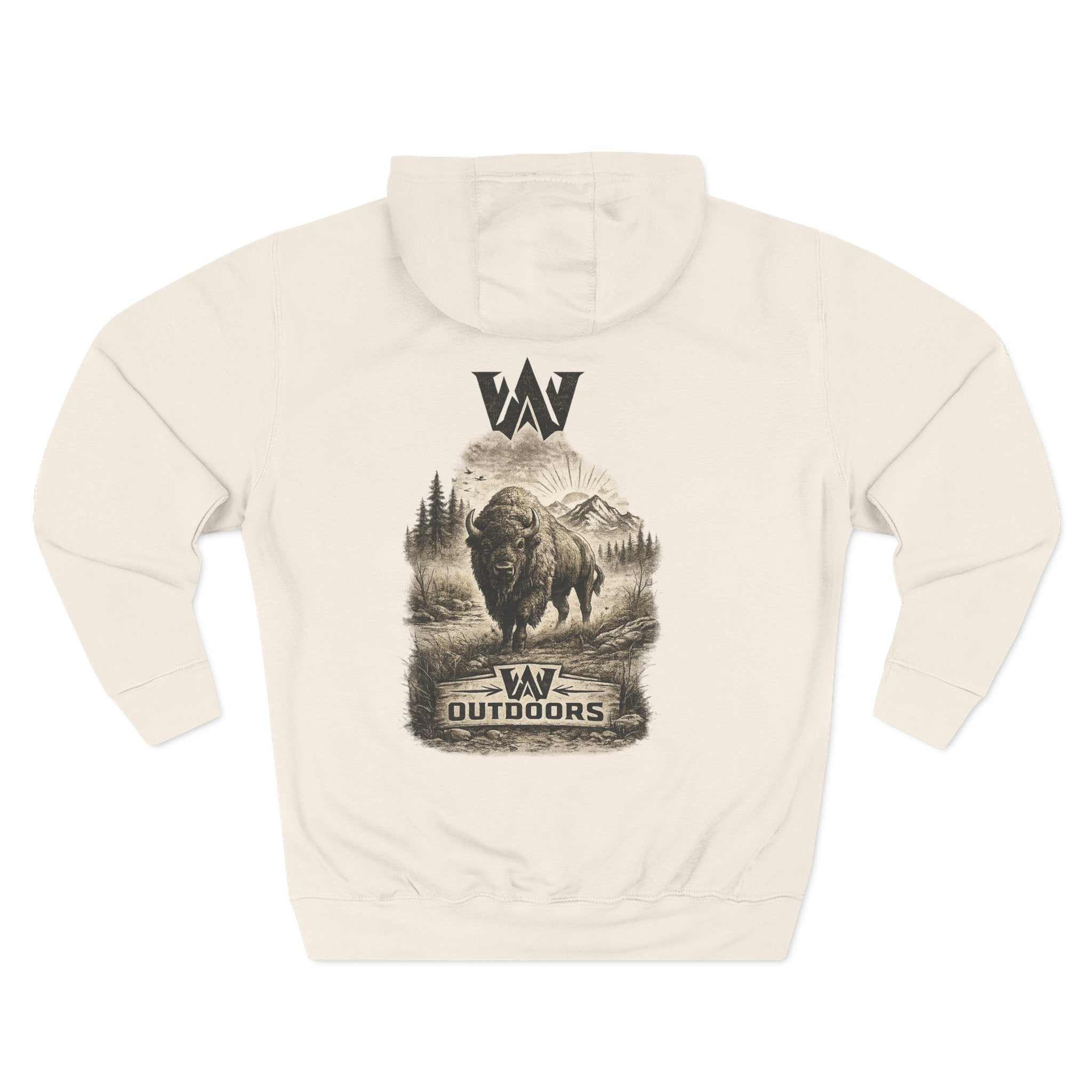 Outdoor Buffalo Graphic Hoodie — "W Outdoors" Fleece Pullover