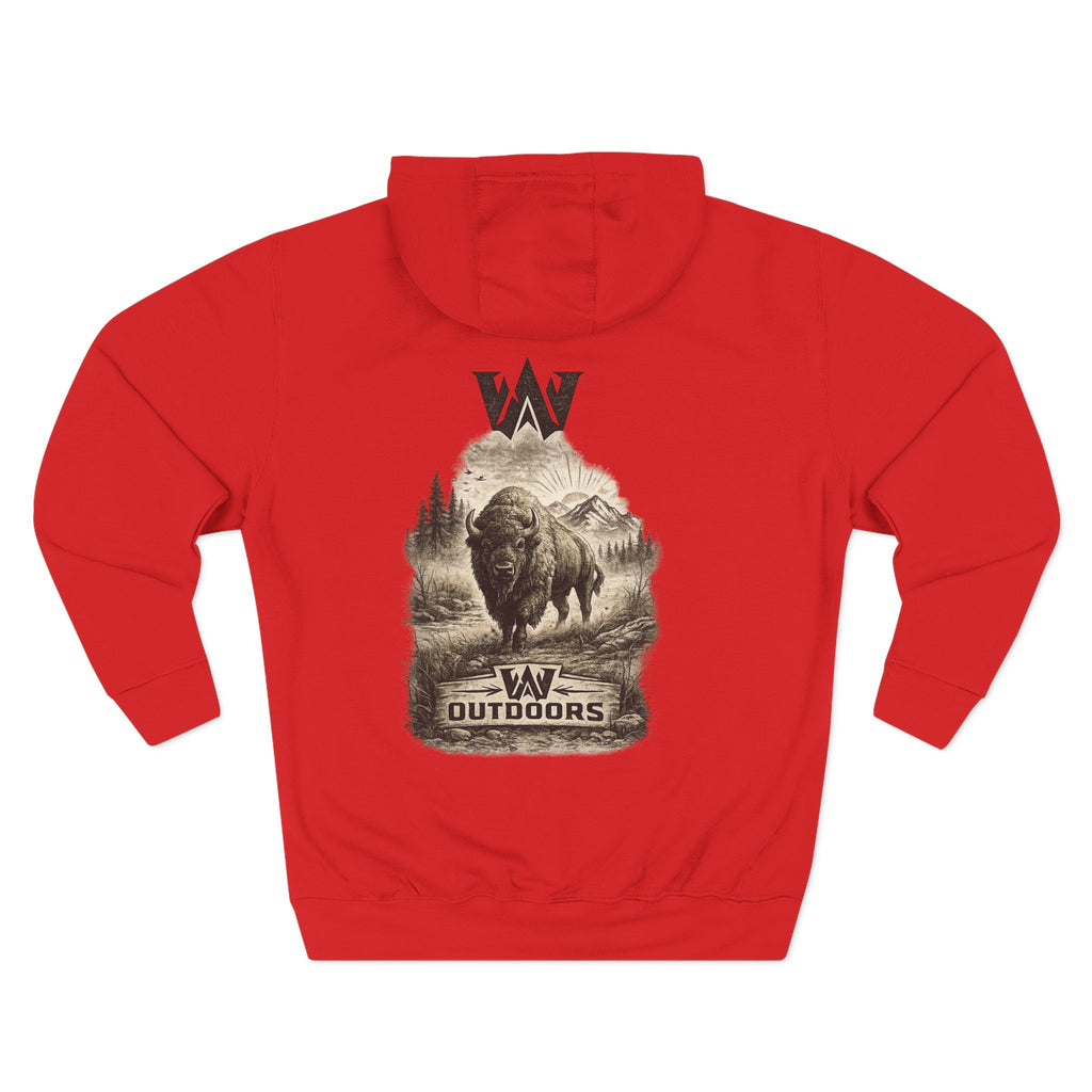 Outdoor Buffalo Graphic Hoodie — "W Outdoors" Fleece Pullover