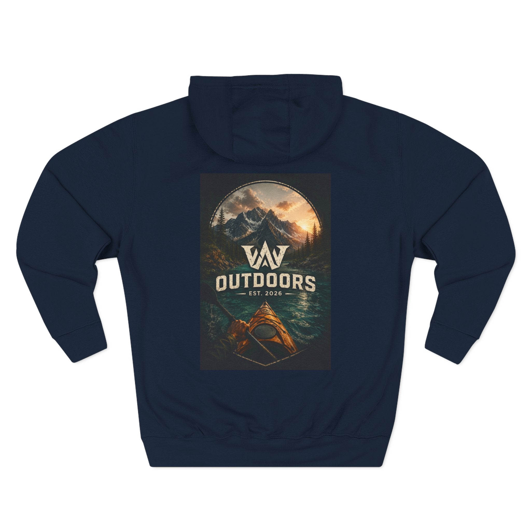 Outdoors Hoodie — VAV Outdoors Mountain Canoe Graphic Fleece Hooded Sweatshirt