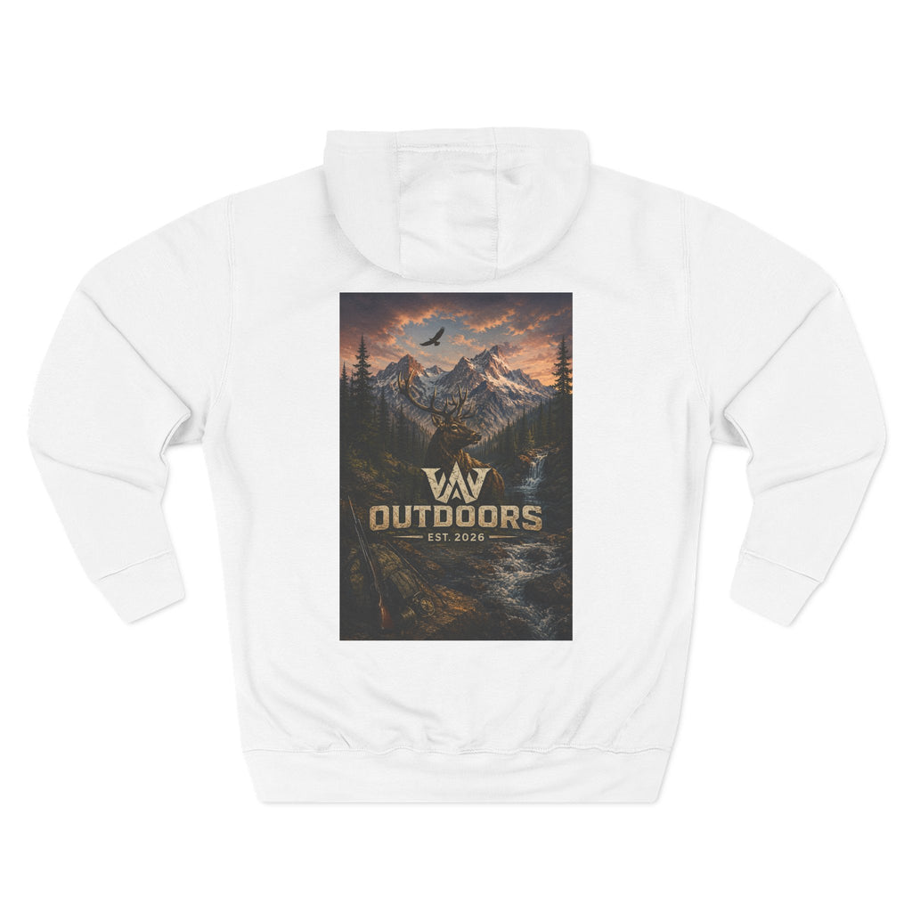 Outdoors Mountain Scene Hoodie — 'WAV Outdoors' Fleece Pullover