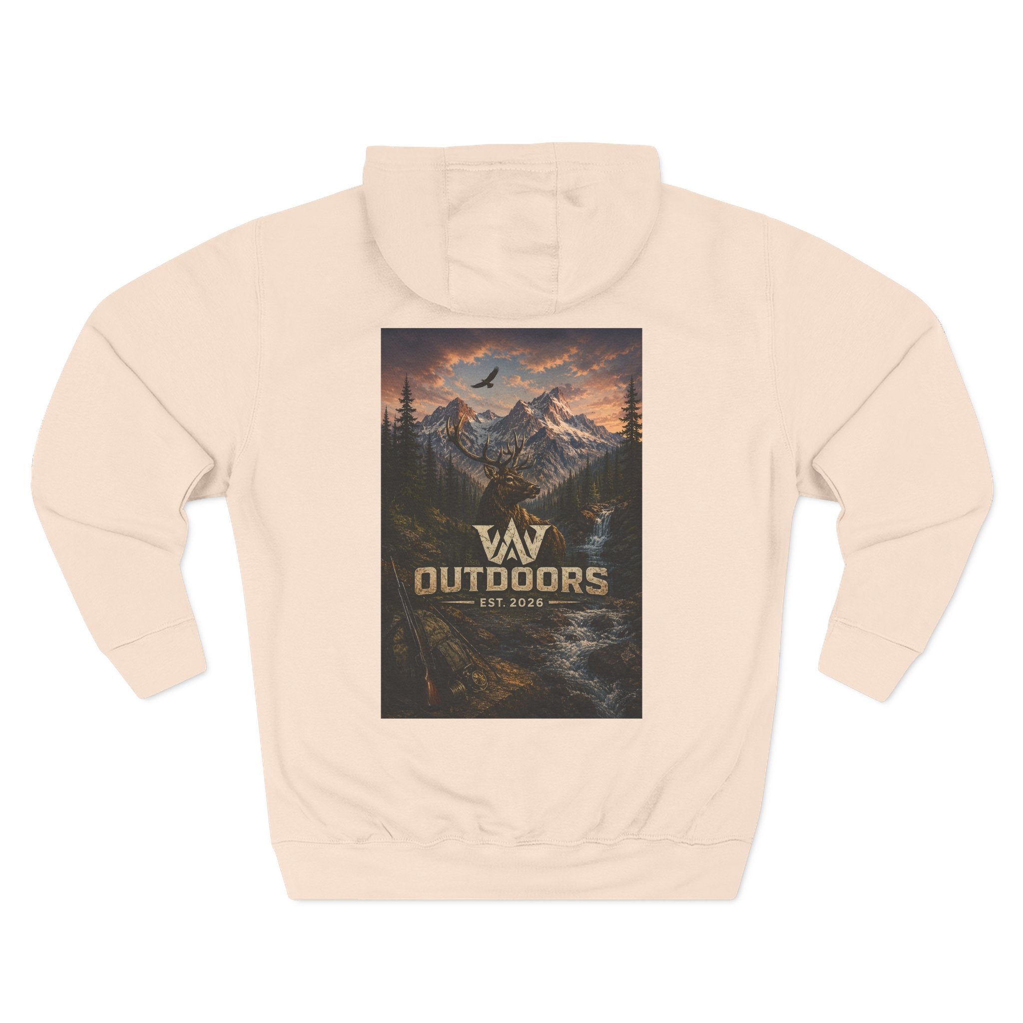 Outdoors Mountain Scene Hoodie — 'WAV Outdoors' Fleece Pullover