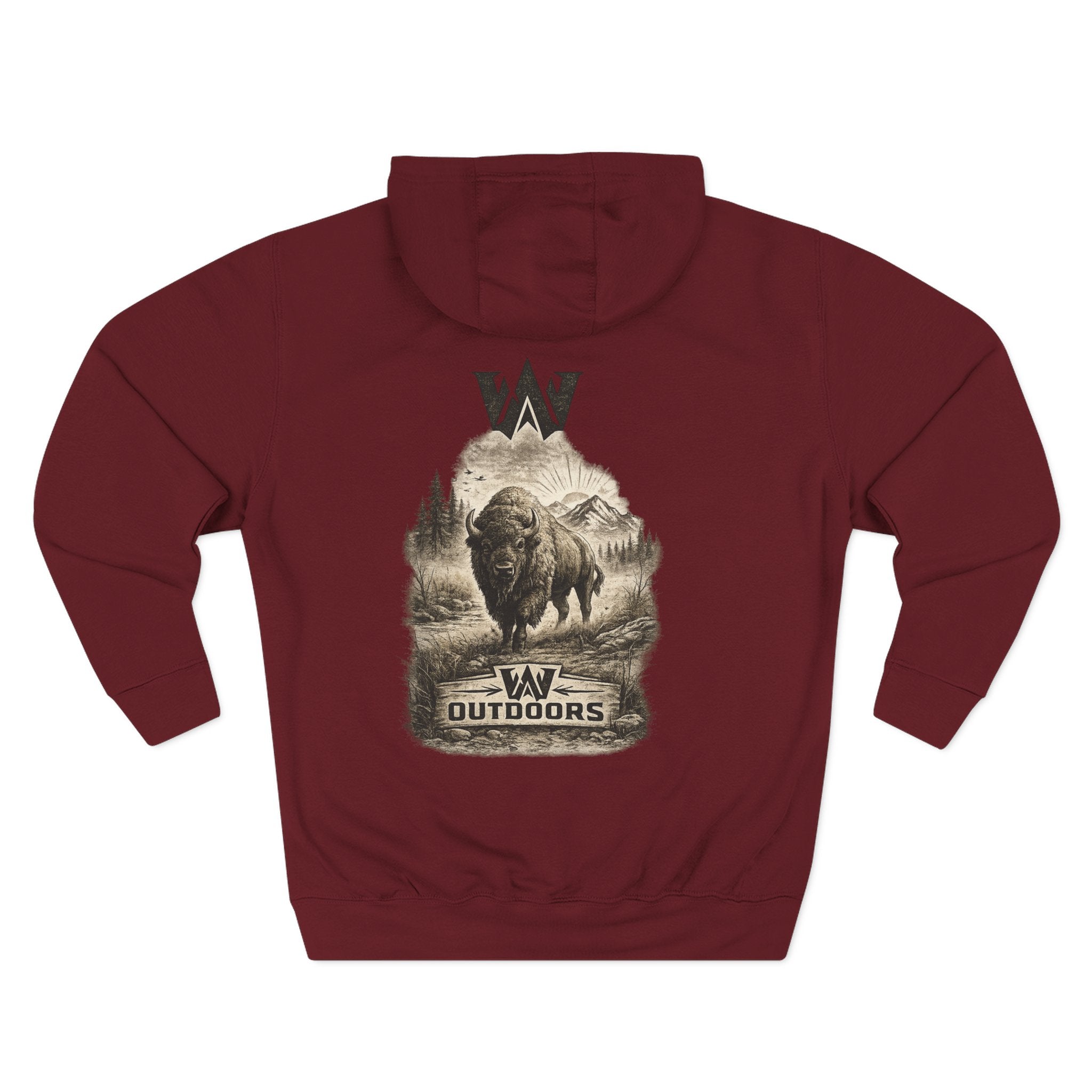 Outdoor Buffalo Graphic Hoodie — "W Outdoors" Fleece Pullover